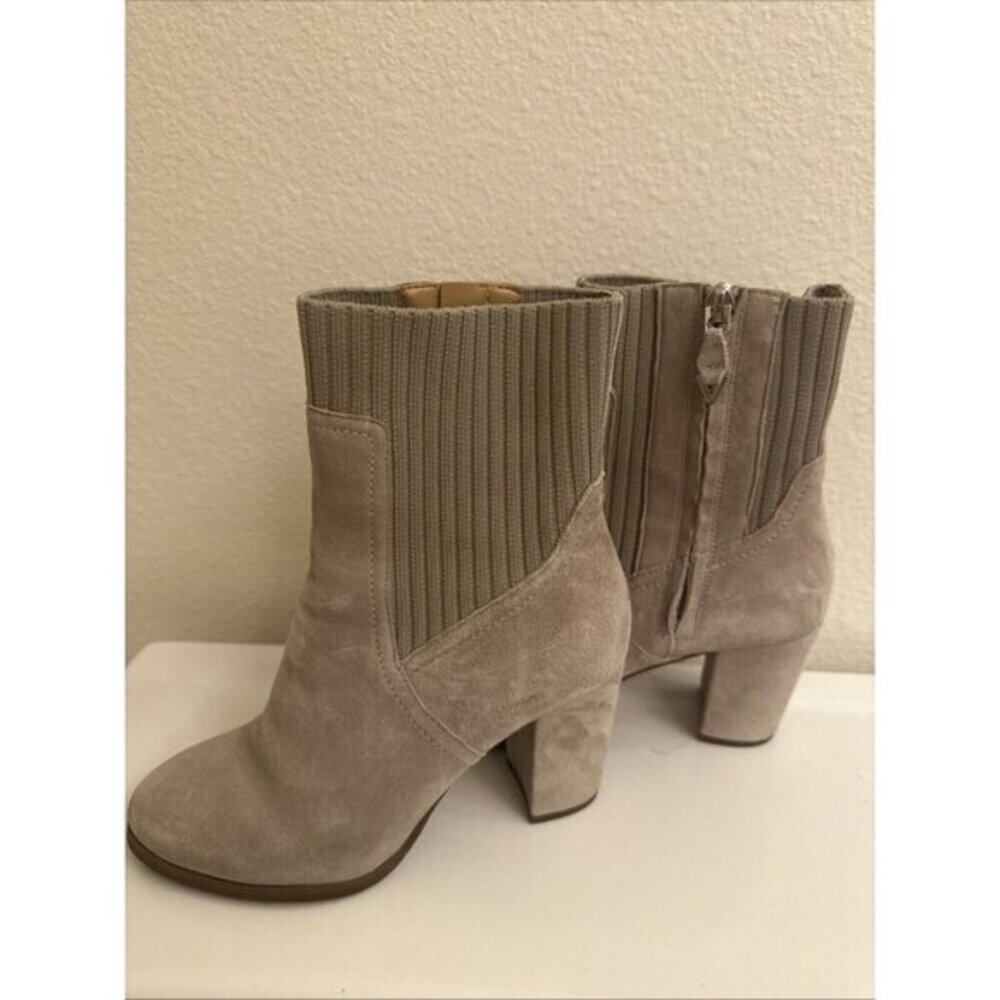 VIONIC Kaylee Dark Taupe Suede Knit Ankle Chunky Boots Weather Resistant Size 5